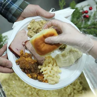a plate of food being served