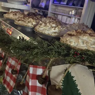 a display of pies and pies