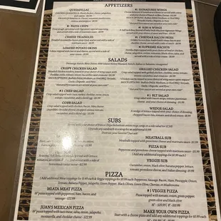 the menu