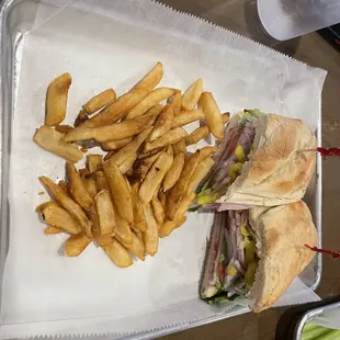 a sandwich and french fries