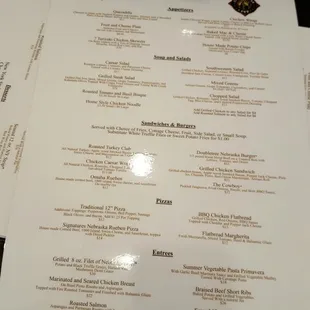 a menu for a restaurant on a table