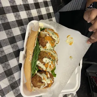 Fried crab cake hoagie