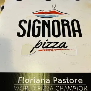 a pizza box with a logo on it