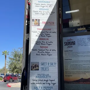 a menu for the restaurant