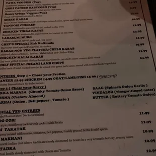 menu