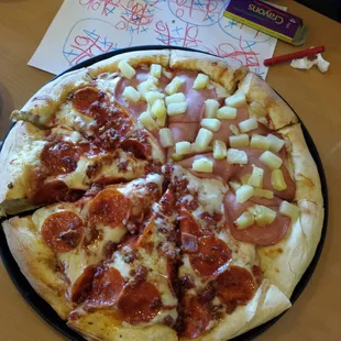 Pepperoni and bacon and pineapple and Canadian bacon