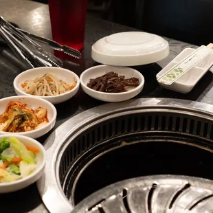 various bowls of food