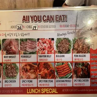 Updated lunch prices.
