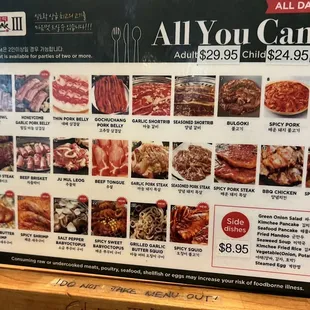All Day Special $29.95 all the good stuff (eg. Beef Tongue) included 12/23/2023