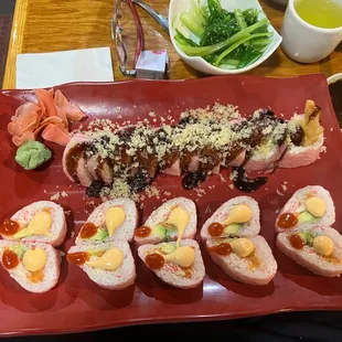 a plate of sushi