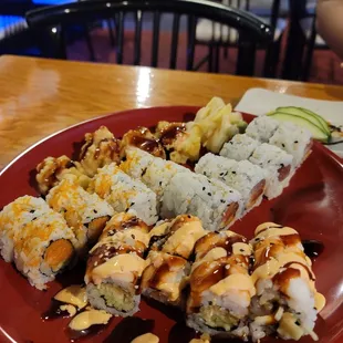a plate of sushi