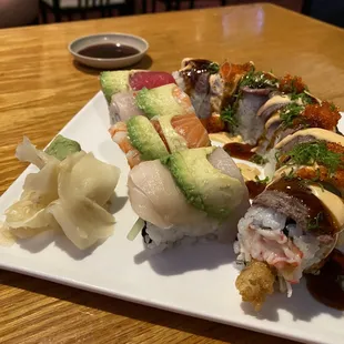 a plate of sushi