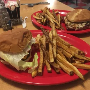 a burger and fries