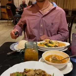 Pad see ew, peanut curry, Tom yum soup and Thai tea so good!!!!