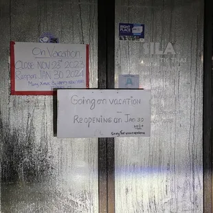 Closed for vacation, returning Jan 30, 2024