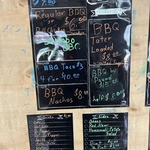 Bbq sandwiches, bbq by the pound, bbq tacos, bbq loaded taters
