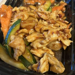 Vegetables and chicken.