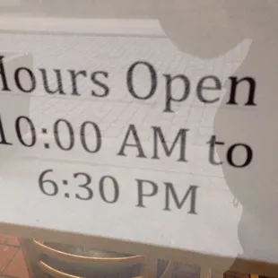 Hours as of April 8, 2015