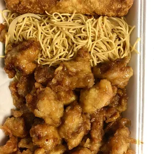 Orange Chicken, Noodles &amp; Eggroll