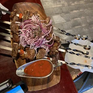 Lamb kebabs on bone