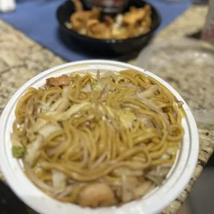 shrimp lo mein &amp; crab ragoons