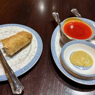 Egg roll with some hot mustard