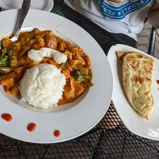 South Indian curry and naan