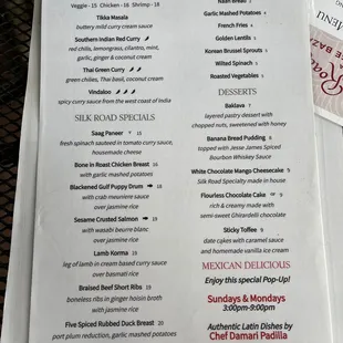 Curries, specials &amp; sides