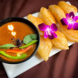 Chef special. Silk Beef Curry with Roti.