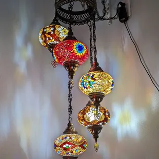 a chandelier hanging from the ceiling