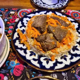 PLOV, layered rice with beef