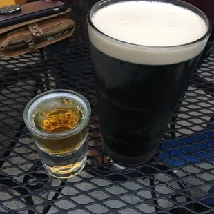 Pumpkin beer sample and Guinness