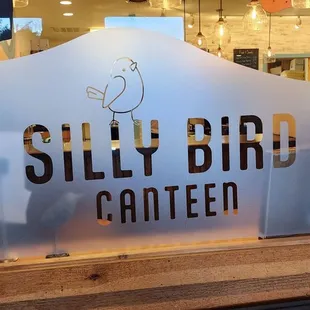 a sign in the window