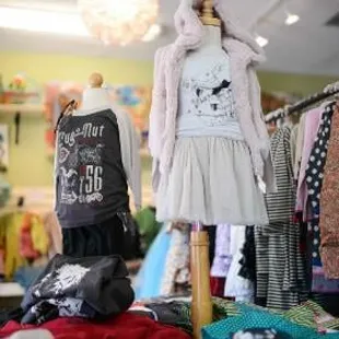 Boy's &amp; Girls clothing from size 2-14. We are partial to Einstein and Alice in Wonderland looks.