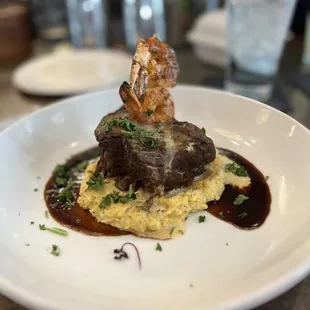 Short Rib and Red Shrimp on bed of grits. PERFECTION!
