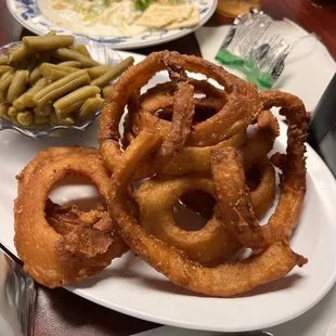 onion rings and green beans