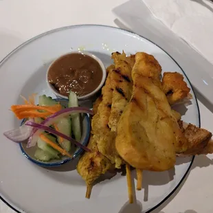 Skewered chicken saute