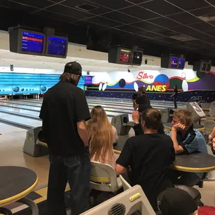 Playing bowling with Janet's family!
