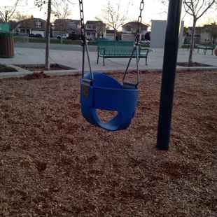 Bring some type of wipes or something to wipe these swings. Always something sticky on the toddler swings.