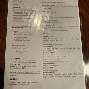menu