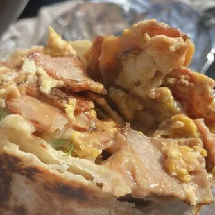 Ham breakfast burrito