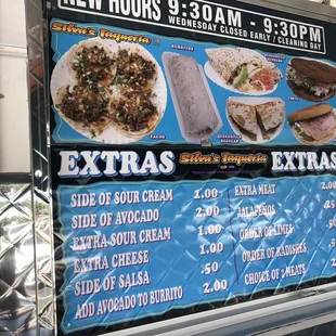 menus and prices