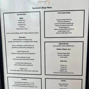 menu
