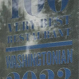 One of Washingtonian Magazine's 100 very best restaurants for 2023.