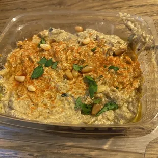 Smoked Eggplant Babaganoush. I wish this came with pita bread or something to eat it with