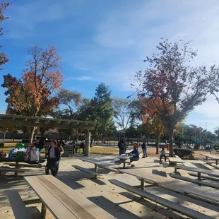 Party area with about a dozen picnic tables!