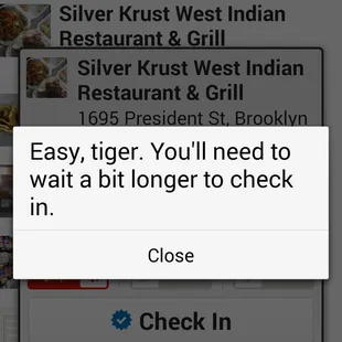 Gee wiz I almost missed my check in @ Silver Krust!