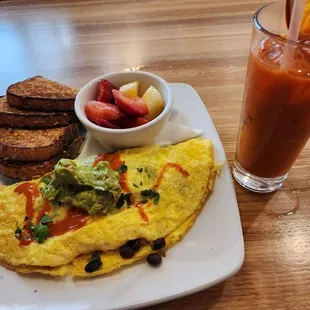 Oaxaca omelet and carrot juice