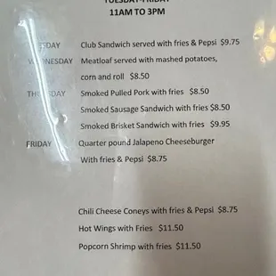 menu