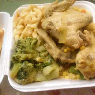 My decision....rice and vegetables, broccoli, mac &amp; cheese and baked chicken